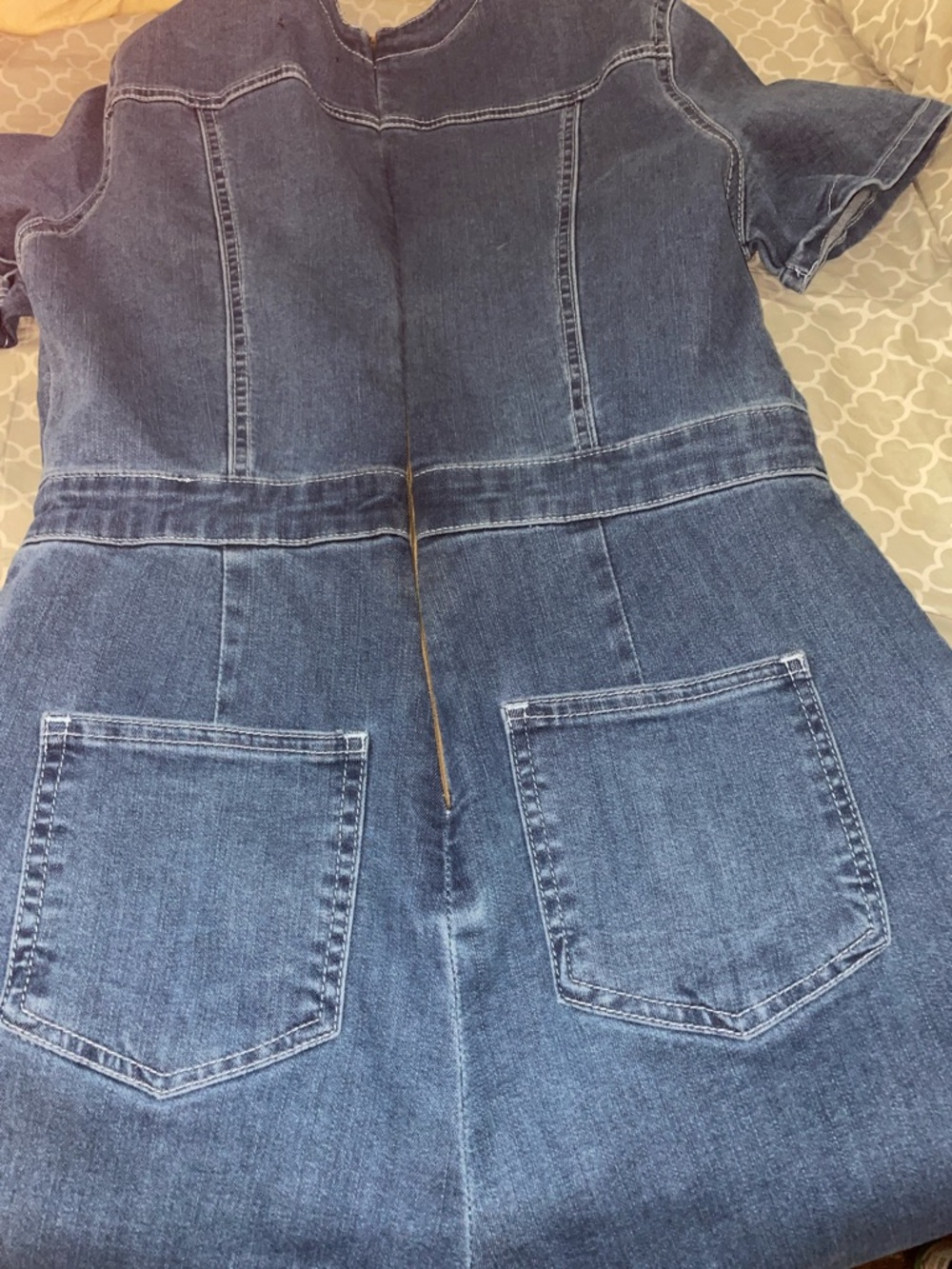 Fashion Nova Dark Blue Lace-Up Denim Overalls with Gold Chain - Picture 4 of 4
